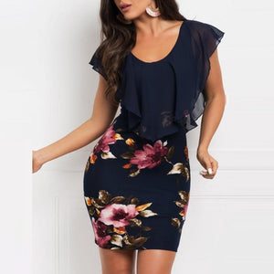 Printed Bodycon Holiday Party Short Mini Dress